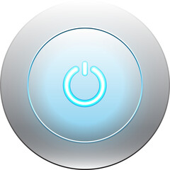 Blue power button icon and round button with metallic background.Vector illustration