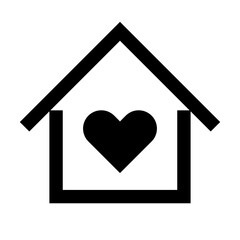 Heart and house silhouette icon. Stay home. Vector.