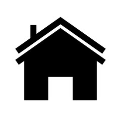 House with chimney silhouette icon. At home. Vector.