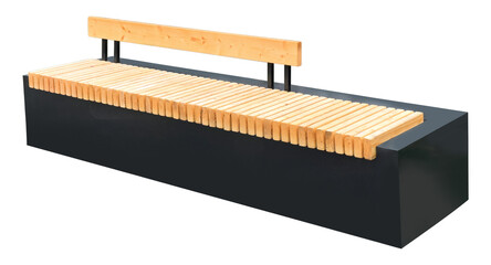 wooden bench with black frame