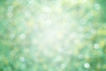 Nature green circle bokeh  with light in the middle  abstract background with space for design.