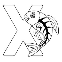 Illustration of X letter for X-Ray Fish