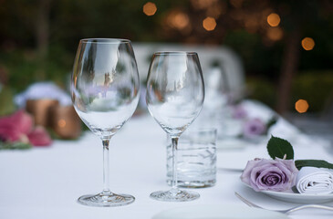 Cutlery set at wedding banquet