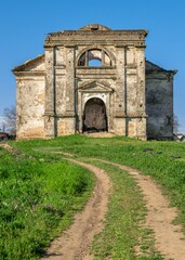 Fototapeta na wymiar Catholic church in Kamenka village, Odessa region, Ukraine