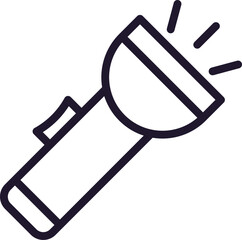 Flashlight concept. Single premium editable stroke pictogram perfect for logos, mobile apps, online shops and web sites. Vector symbol isolated on white background.