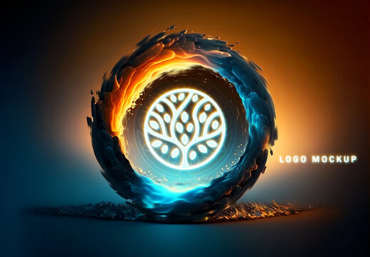 Logo Mockup with Spinning Lava and Ice. Generative Ai