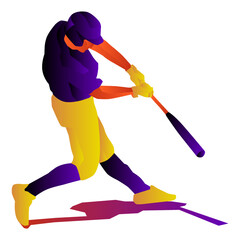 Illustration of baseball player in action. Isolate background.