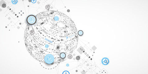 Abstract technology sphere background. Global network consept.
