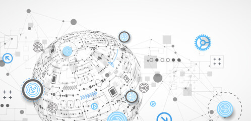 Obraz premium Abstract technology sphere background. Global network consept.