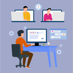 Online web development meeting Illustration

