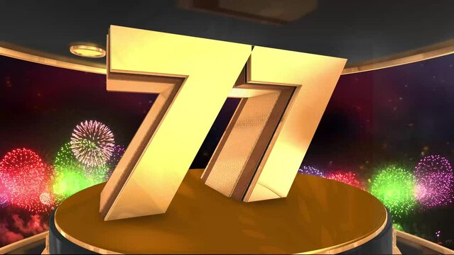 77th birthday animation in gold with fireworks background, 
Animated 77 years Birthday Wishes in 4K 
