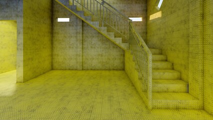 Fototapeta premium room with stair liminal space