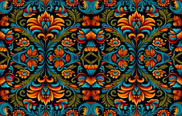 Floral seamless fabric pattern. Abstract fabric textile line graphic flower antique. Ethnic flowers vector ornate elegant luxury vintage retro style. Floral art print design for textile, clothing.