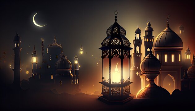 ramadan of celebration background. generative ai