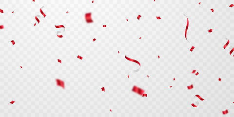 Celebration background with elegant red confetti for festival decoration. vector illustration