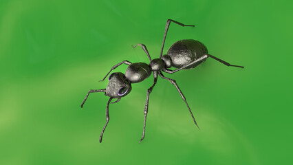 3D illustration of an ant, displaying its intricate body structure and unique features