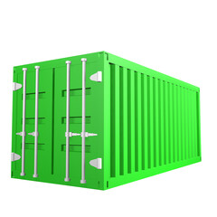 3D design of cargo containers for storage transportation illustration. 3D design of a green colored cargo with closed doors