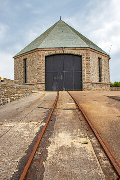 Auderville. Goury. Cale de la station de sauvetage en mer. Manche. Normandie