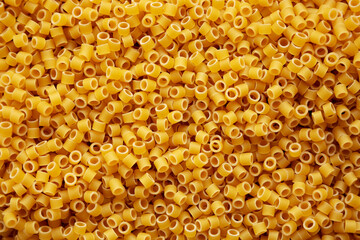 Raw Ditalini Pasta background, top view.