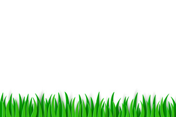 Obraz premium Green grass on transparent background. Paper cut style. PNG illustration
