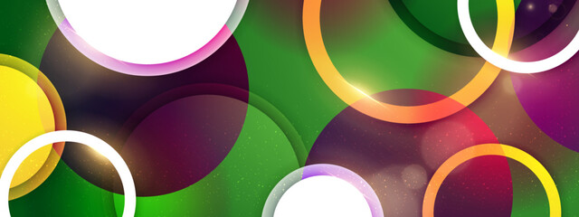 Modern geometrical green abstract background - circles. Business or technology presentation design template, brochure or flyer pattern, or geometric web banner