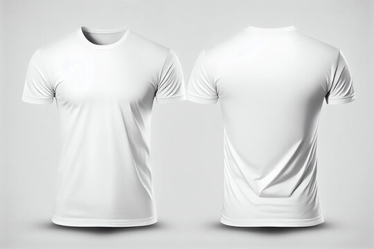 T-shirt mockup. White blank t-shirt front and back views. Female and male  clothes wearing clear attractive apparel tshirt models template. Generative  Ai. Stock Illustration | Adobe Stock