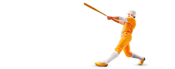 Fototapeta na wymiar Realistic silhouette of a baseball player on white background. Baseball player batter hits the ball.
