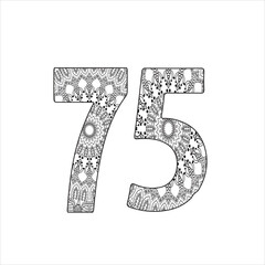 Vector mandala number coloring page for kids and adult