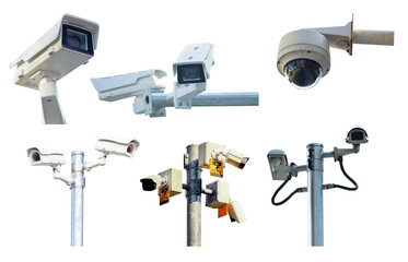 CCTV camera on transparent background Security 24 hours a day and night.