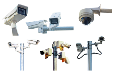 CCTV camera on transparent background Security 24 hours a day and night.