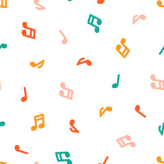 Seamless pattern with colorful musical notes