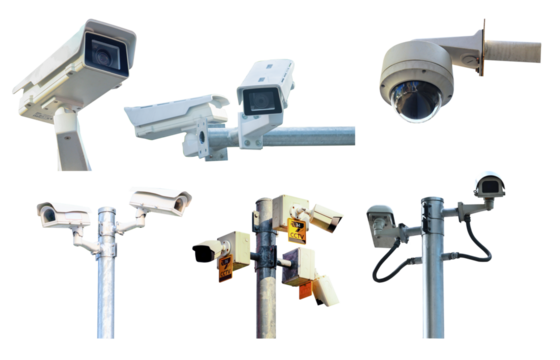 CCTV camera on transparent background Security 24 hours a day and night.