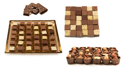 Chocolate candy isolated on white background.
