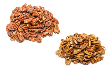 Pecan-nut isolated on white background. Top view.