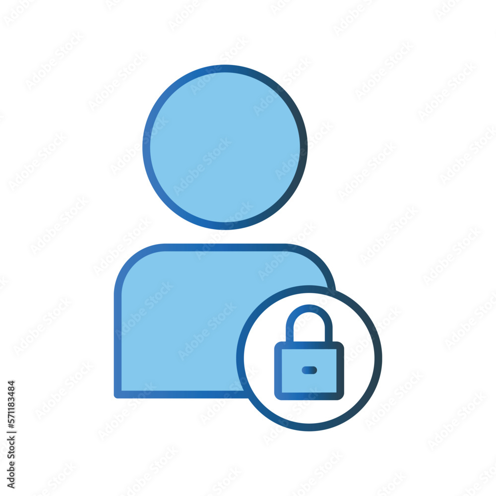 Aufkleber account security icon illustration. people icon with padlock. icon related to security. lineal color