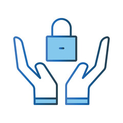 Security icon illustration. Hand icon with padlock. icon related to protection. Lineal color icon style. Simple vector design editable