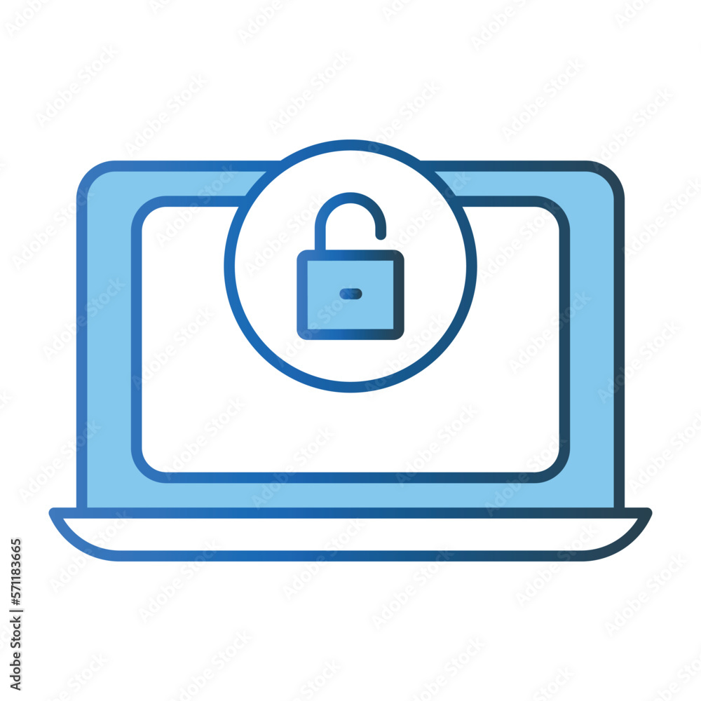 Poster open system icon illustration. laptop icon with padlock. icon related to security. lineal color icon