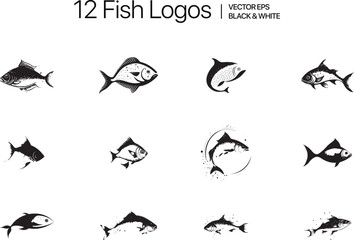 Fish logo template. Creative vector symbol of fishing club