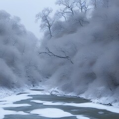 rivers during winter - generative ai