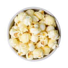 Caramel popcorn snack in a bowl