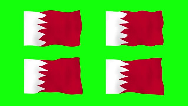 Bahrain Waving Flag 2D Animation on Green Screen Background. Looping seamless animation. Motion Graphic - Powered by Adobe