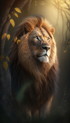 Fototapeta na wymiar Lion, Generative AI, Illustration
