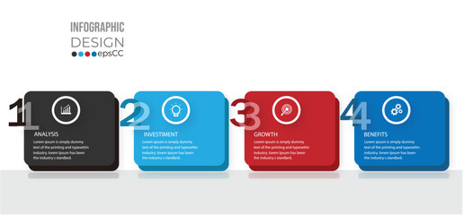 Business infographic element with 4 option, steps, number template design