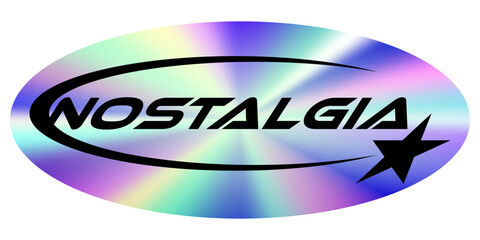 Holographic sticker in trendy retro y2k style for your design. Vector Graphic with d foil effect. Nostalgia for the 80s, 90s, 2000s