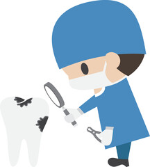 Dentist and decayed tooth