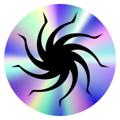 Holographic sticker in trendy retro y2k style for your design. Vector Graphic with textured foil effect. Nostalgia for the 80s, 90s, 2000s