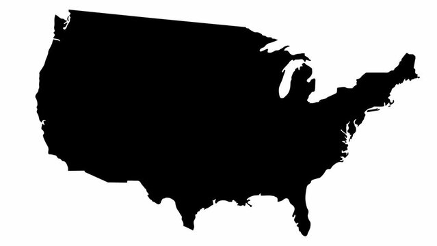 Animated black USA map. United states of america. Vector illustration isolated on a white background.
