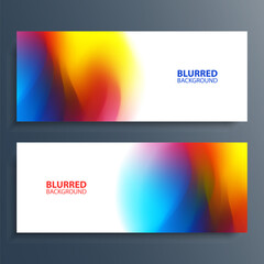 Set of blurred multicolored horizontal banners with bright colored gradients. Vibrant color backgrounds. Vector illustration.