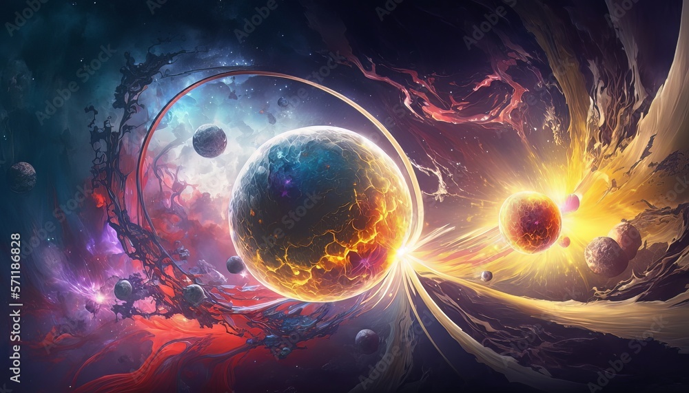 Canvas Prints planet big bang fantasy background. generative ai technology.