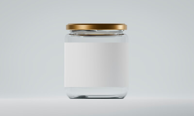 白いラベルを巻いたガラス瓶, 3DCGイラスト